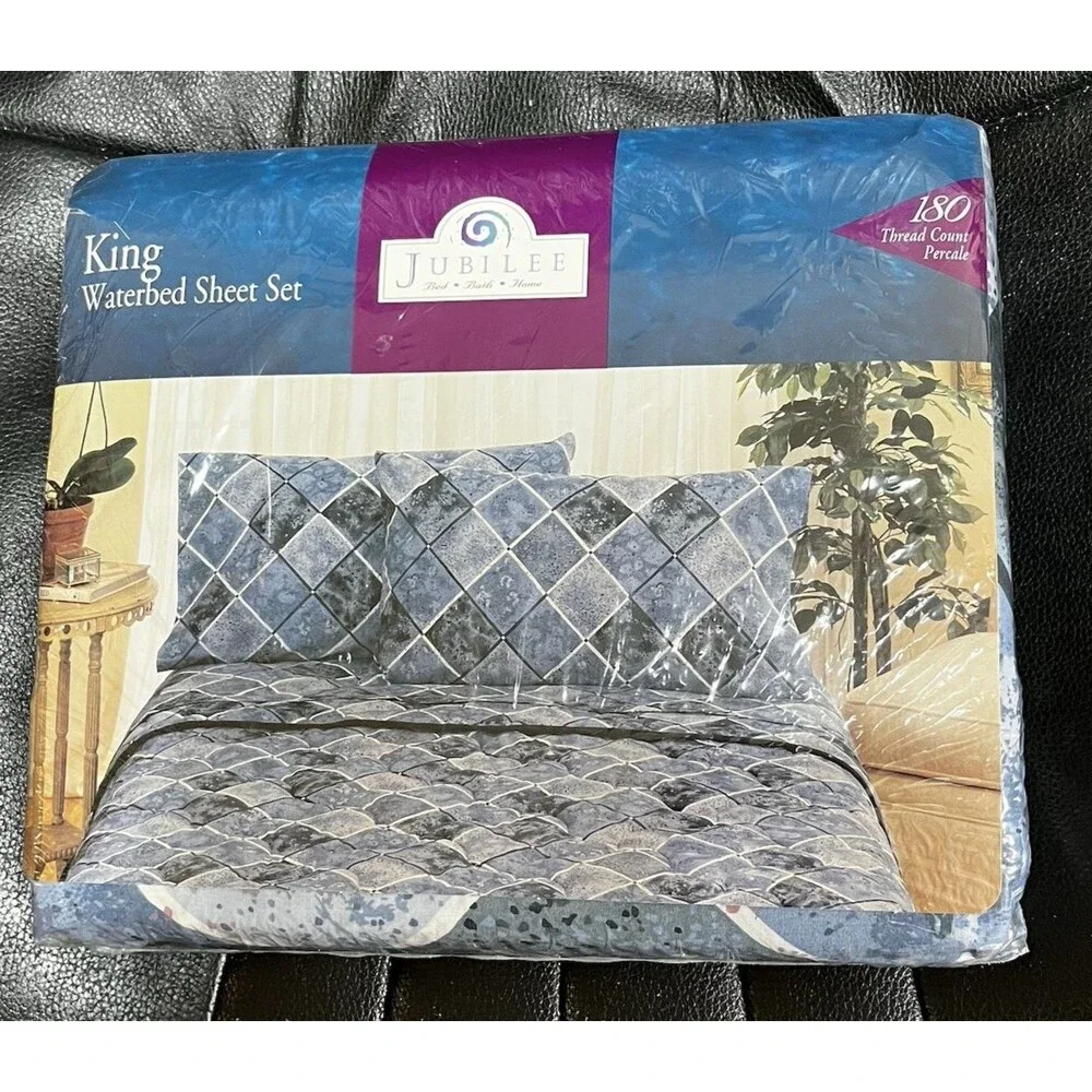 Vintage Jubilee KING Size Waterbed Sheet Set 180 Thread Count Soft Percale NEW
